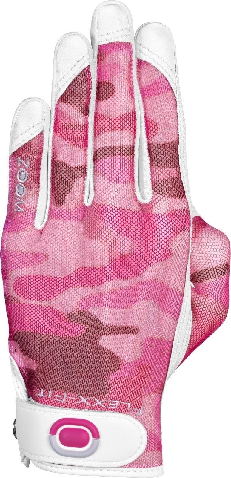 Zoom Gloves Sun Style Golf Camouflage Fuchsia Levá ruka L/XL Dámské rukavice Zoom Gloves