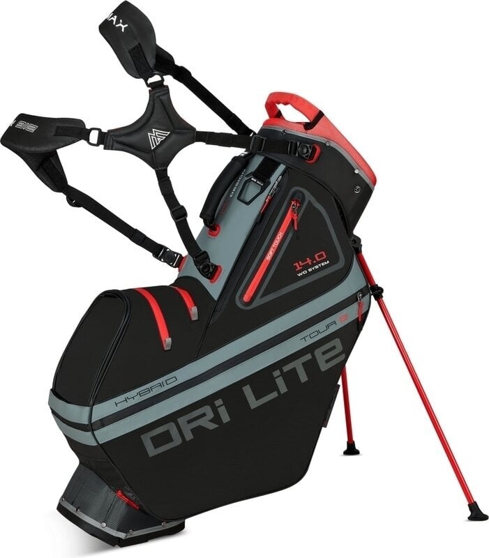 Big Max Dri Lite Hybrid Tour 2 Stand Bag Black/Charcoal/Red Big Max