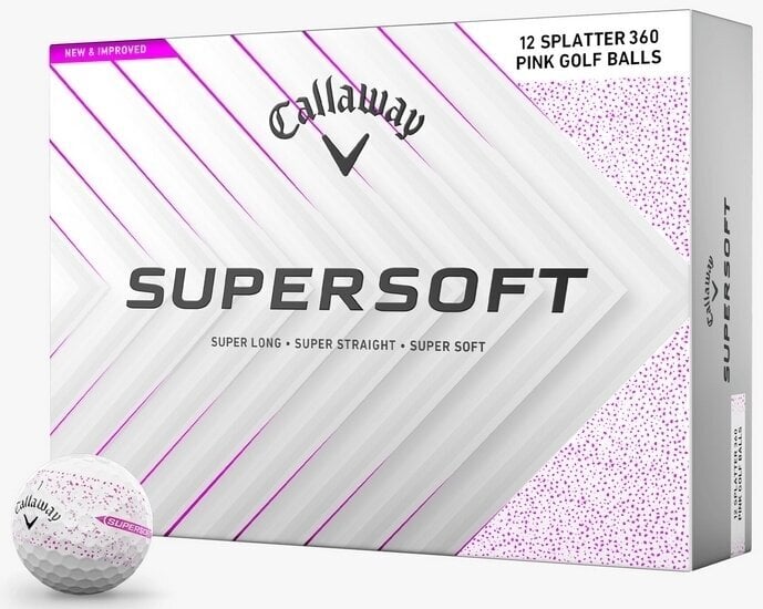 Callaway Supersoft 2025 White Splatter 360 Pink Golfové míčky Callaway